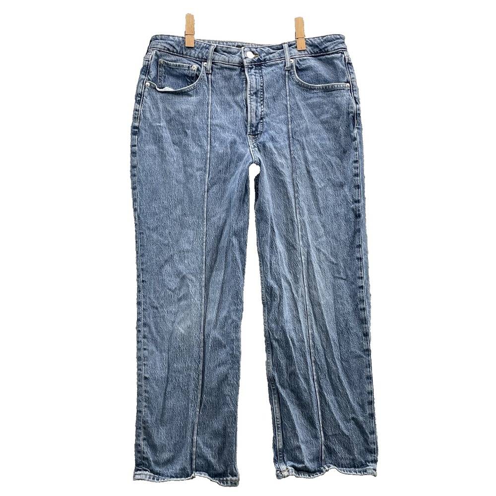 Free Assembly Wide Crop Jeans Women's 16 Super High Baggy Skatre Y2k Boho Grunge